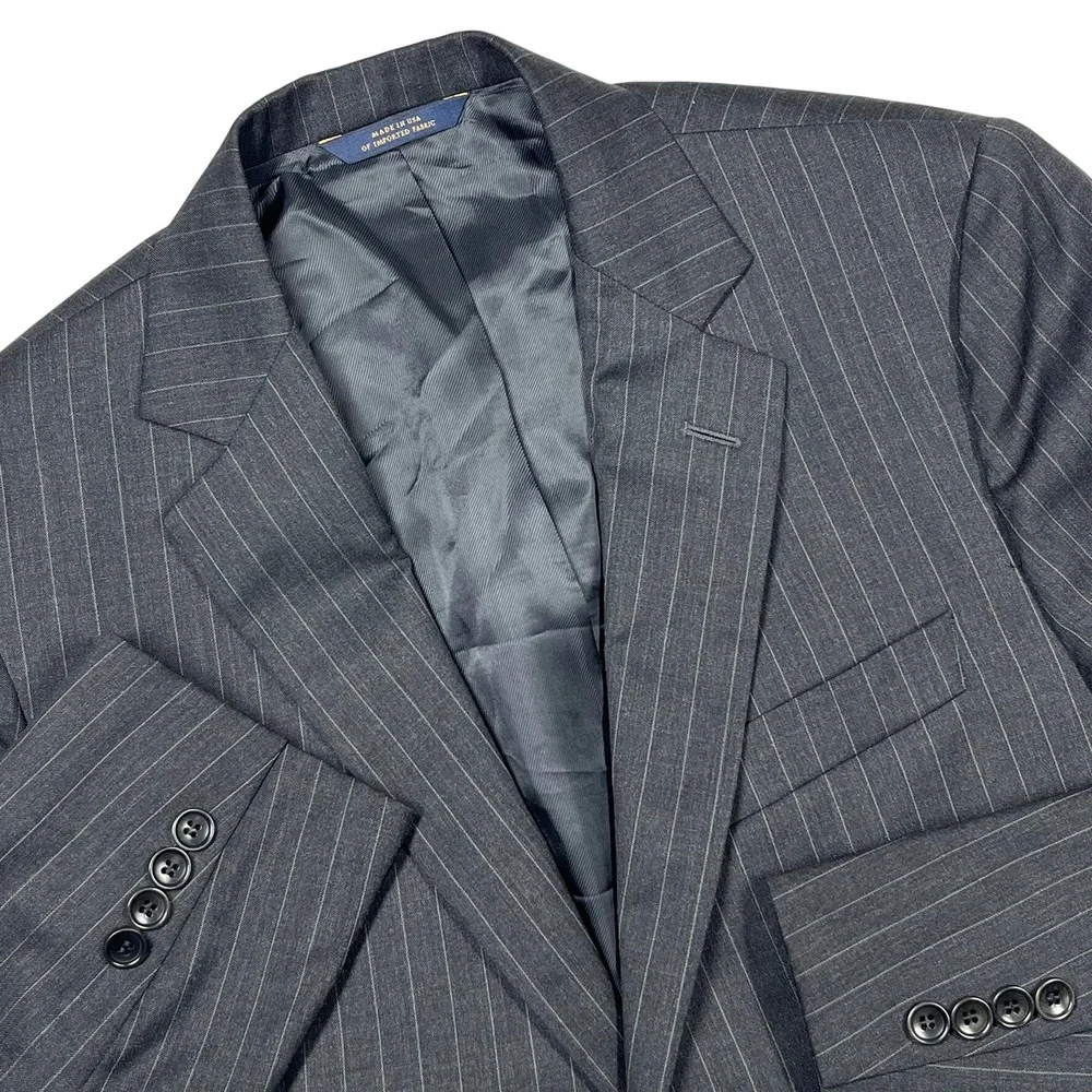 Brooks Brothers 1818 Fitzgerald Blazer Mens 40S Charcoal Grey Pinstripe Wool USA